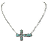 109865, WESTERN TURQUOISE CROSS PENDANT NECKLACE