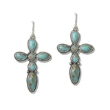 109866, WESTERN TURQUOISE CROSS DANGLE EARRING