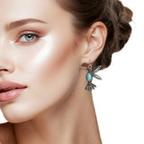 109867, WESTERN TURQUOISE ACCENT HUMMINGBIRD DANGLE EARRING
