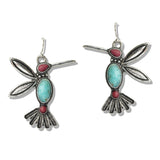 109867, WESTERN TURQUOISE ACCENT HUMMINGBIRD DANGLE EARRING