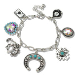109871, WESTERN SQUASH BLOSSOM HORSE HEART ACE PLAYING CARD CHARMS BRACELET