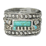 109872, WESTERN TURQUOISE ACCENT MULTI LAYERED STRETCH BRACELET
