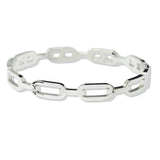 109874, CHAIN LINK STAINLESS STEEL OPEN BANGLE BRACELET
