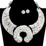 109886, CHUNKY GEOMETRIC HAMMERED STATEMENT NECKLACE