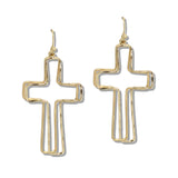 109888, CUTOUT DOUBLE CROSS DANGLE EARRING