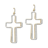 109888, CUTOUT DOUBLE CROSS DANGLE EARRING