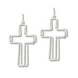 109888, CUTOUT DOUBLE CROSS DANGLE EARRING