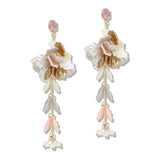 109890, FRESHWATER PEARL FLOWER PETAL DROP DANGLE EARRING