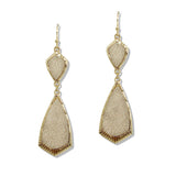 109891, GEOMETRIC FAUX LEATHER ACCENT DANGLE EARRING