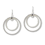 109893, BALL TEXTURED DOUBLE CIRCLE DANGLE EARRING