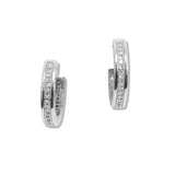 109895, GOLD WHITE GOLD DIPPED PAVE CUBIC ZIRCONIA ROUND HUGGIE HOOP EARRING