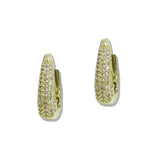 109896, GOLD WHITE GOLD DIPPED PAVE CUBIC ZIRCONIA HUGGIE EARRING