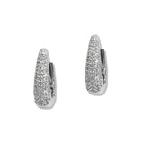 109896, GOLD WHITE GOLD DIPPED PAVE CUBIC ZIRCONIA HUGGIE EARRING