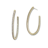 109897, 14K GOLD PLATED PAVE CUBIC ZIRCONIA HOOP EARRING