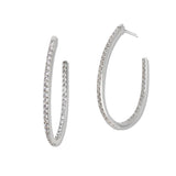 109897, 14K GOLD PLATED PAVE CUBIC ZIRCONIA HOOP EARRING