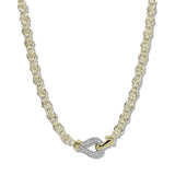 109900, 14K GOLD PLATED PAVE CUBIC ZIRCONIA ACCENT DESIGNER INSPIRED NECKLACE