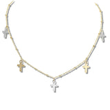 109902, DAINTY MULTI CROSS CHARM NECKLACE