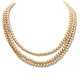 109905, TRIPLE LAYER GOLD BEADED NECKLACE