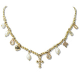 109910, CROSS HEART FRESHWATER PEARL CHARM THREAD NECKLACE