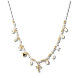 109910, CROSS HEART FRESHWATER PEARL CHARM THREAD NECKLACE