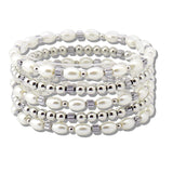 109915, PEARL ACCENT MULTI LAYERED STRETCH BRACELET