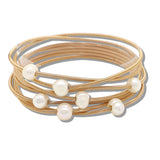 109916, FRESHWATER PEARL ACCENT MULTI LAYERED STRETCH BRACELET