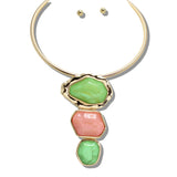 109922, SORORITY GEOMETRIC RESIN CELLULOID ACETATE NECKLACE