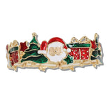 109923, CHRISTMAS THEMED SANTA ENAMEL STRETCH BRACELET