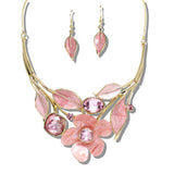 109925, RHINESTONE ENAMEL ACCENT FLOWER NECKLACE