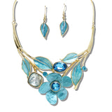 109925, RHINESTONE ENAMEL ACCENT FLOWER NECKLACE
