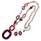 109927, OVAL RESIN CELLULOID ACEATE BEADED LONG NECKLACE