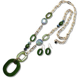 109927, OVAL RESIN CELLULOID ACEATE BEADED LONG NECKLACE