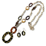 109927, OVAL RESIN CELLULOID ACEATE BEADED LONG NECKLACE