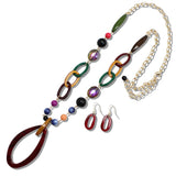 109928, RESIN ACRYLIC GEOMETRIC BEADED LONG NECKLACE