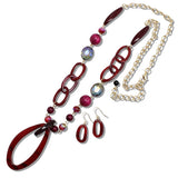 109928, RESIN ACRYLIC GEOMETRIC BEADED LONG NECKLACE