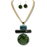 109931, GEOMETRIC CELLULOID ACETATE PENDANT CHAIN NECKLACE