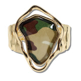 109933, ABSTRACT RESlN STONE GOLD STATEMENT STRETCH BRACELET