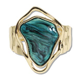 109933, ABSTRACT RESIN STONE GOLD STATEMENT STRETCH BRACELET