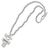 109936, BLESSED CROSS PENDANT PEARL BEADED LONG NECKLACE