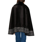 109938, BLING RHINESTONE SOFT FAUX FUR TRIM PONCHO WRAP SHAWL