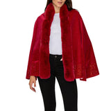 109938, BLING RHINESTONE SOFT FAUX FUR TRIM PONCHO WRAP SHAWL