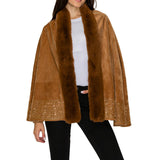 109938, BLING RHINESTONE SOFT FAUX FUR TRIM PONCHO WRAP SHAWL