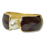 109939, PEARL ENAMEL ACCENT BOLD BANGLE BRACELET