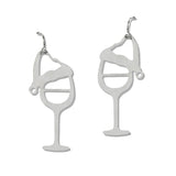 109944, CHRISTMAS SANTA HAT WINE GLASS EARRING