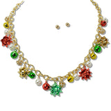 109946, CHRISTMAS BOW JINGLE BELL CHARMS NECKLACE