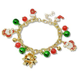 109947, CHRISTMAS JINGLE BELL BOW SANTA SOCKS CHARM BRACELET