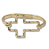 109952, HAMMERED CUTOUT CROSS BANGLE BRACELET