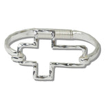 109952, HAMMERED CUTOUT CROSS BANGLE BRACELET