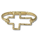 109952, HAMMERED CUTOUT CROSS BANGLE BRACELET