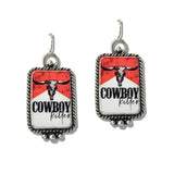 109954, WESTERN COWBOY STEER HEAD DANGLE EARRING